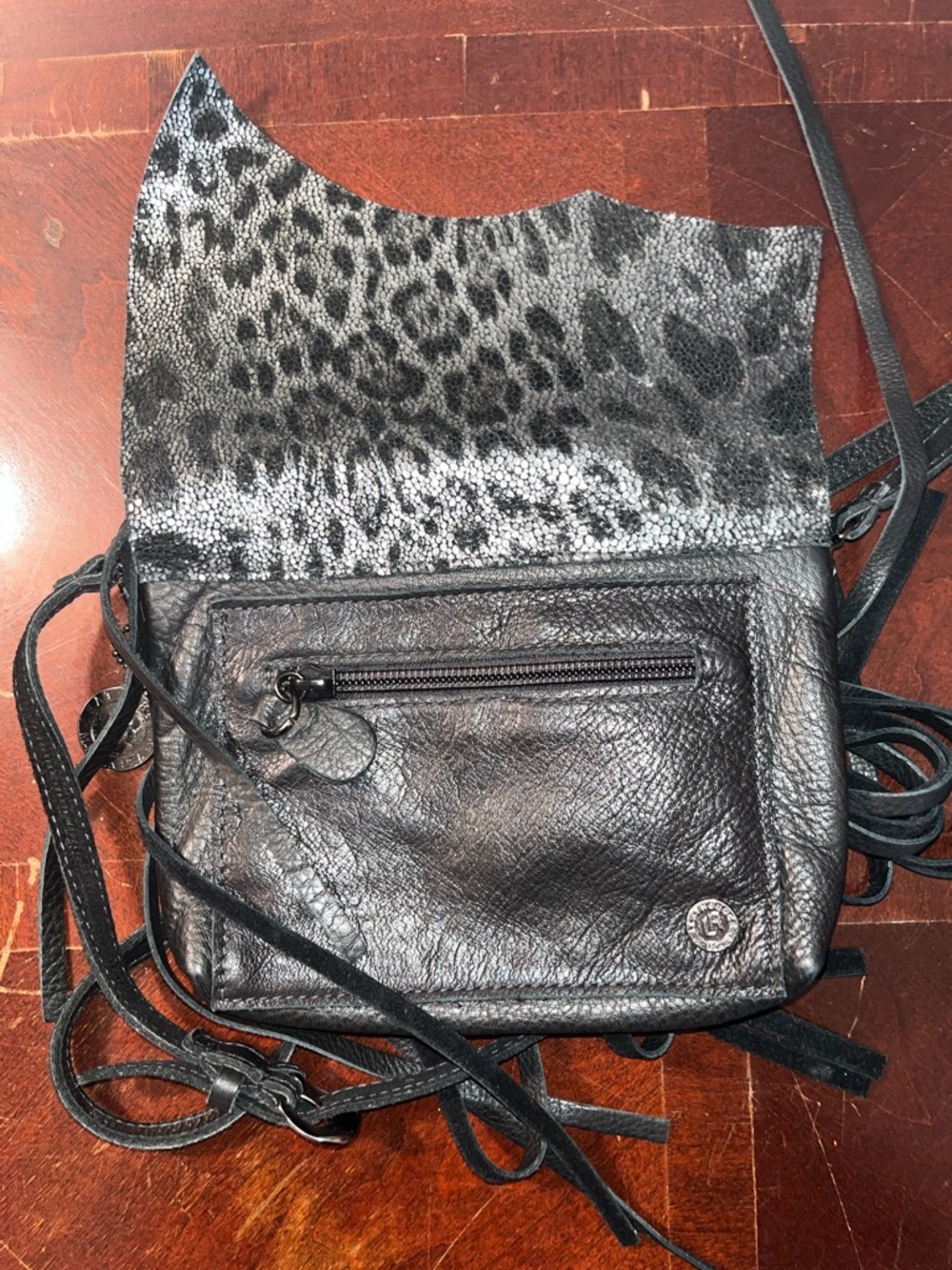 Leatherock Silver Leopard Fringe Crossbody - Picture 6 of 6